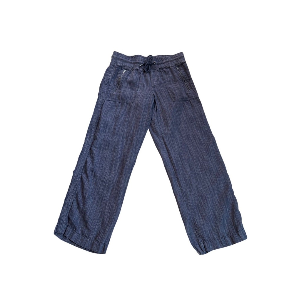 Athleta Cabo Linen Textured Wide Leg Pant Sz 6 Rain Dance Jacquard Weave 657680 - Picture 3 of 13